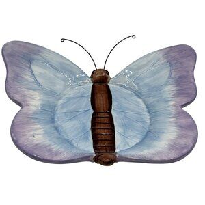 Yankee Candle Butterfly Ceramic Jar Holder 8.5"x6" Serene Blue Purple Home Decor